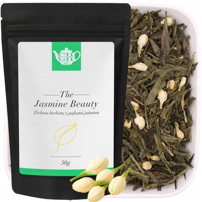 Chińska zielona herbata liściasta Bancha z pąkami jaśminu 50 g - Jasmine Beauty