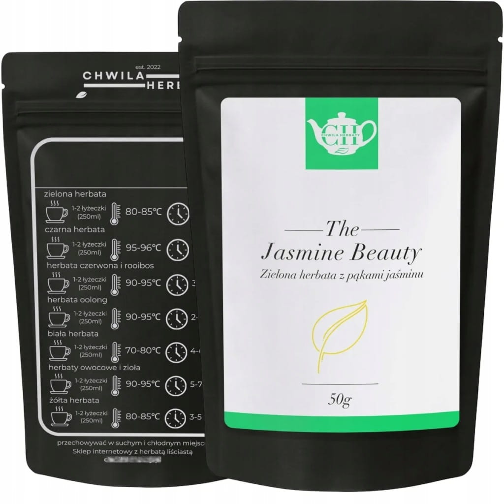 Chińska zielona herbata liściasta Bancha z pąkami jaśminu 50 g - Jasmine Beauty