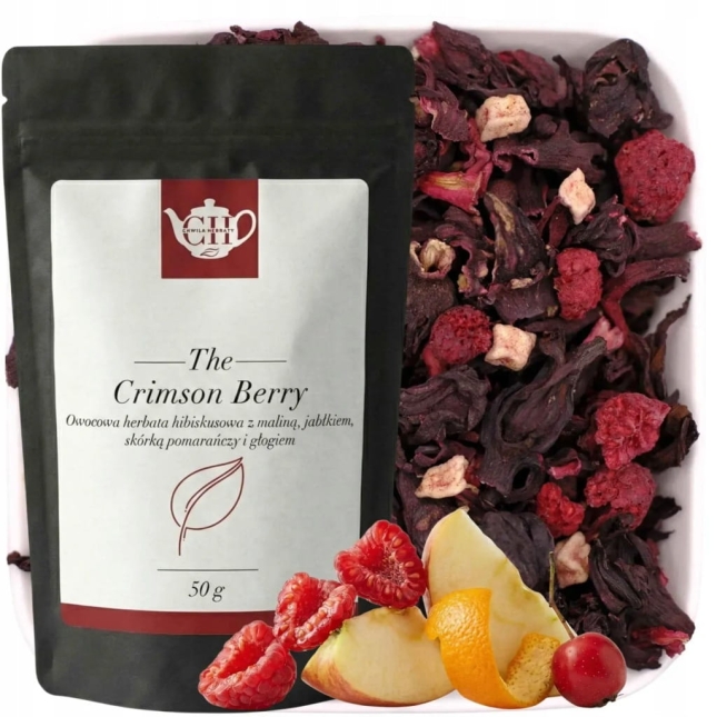 Owocowy hibiskus z maliną, jabłkiem, pomarańczą i głogiem 50 g - Crimson Berry